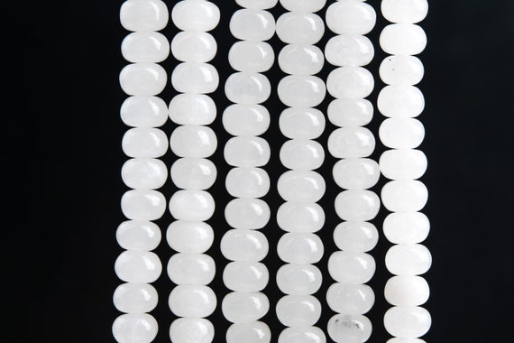 Genuine Natural Jade Gemstone Beads 6x4mm White Rondelle Aaa Quality Loose Beads (117574)