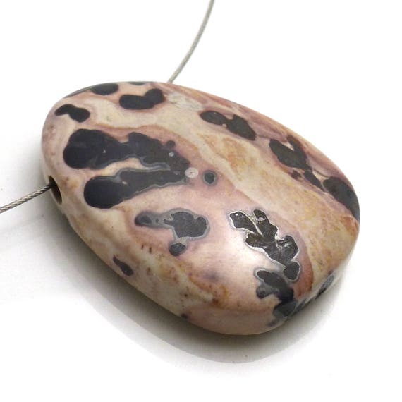 Dendritic Jasper Large Focal Bead Owyhee Free Form Cut Beautifully Polished Hole Size 2mm Red Grey Perfect For A Necklace  Or Cabochon