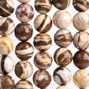 Shop Jasper Faceted Beads! Genuine Natural Australia Zebra Jasper Gemstone Beads 12MM Brown Micro Faceted Round AAA Quality Loose Beads (101992) | Natural genuine faceted Jasper beads for beading and jewelry making.  #jewelry #beads #beadedjewelry #diyjewelry #jewelrymaking #beadstore #beading #affiliate #ad