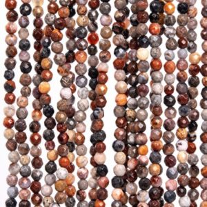 Shop Jasper Faceted Beads! Genuine Natural Coral Fossil Jasper Gemstone Beads 4MM Multicolor Faceted Round AAA Quality Loose Beads (115141) | Natural genuine faceted Jasper beads for beading and jewelry making.  #jewelry #beads #beadedjewelry #diyjewelry #jewelrymaking #beadstore #beading #affiliate #ad