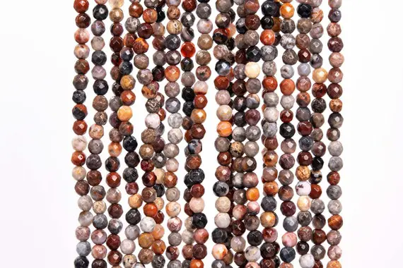 Genuine Natural Coral Fossil Jasper Gemstone Beads 4mm Multicolor Faceted Round Aaa Quality Loose Beads (115141)