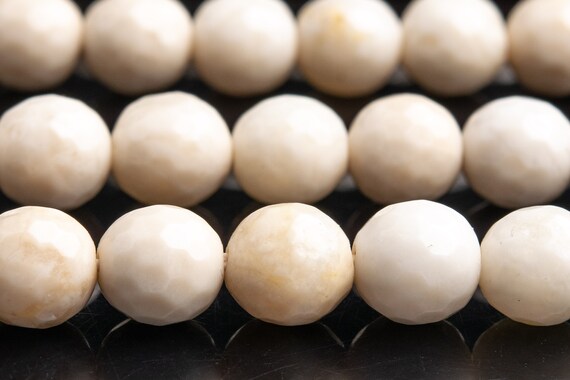 Genuine Natural Fossil Jasper Gemstone Beads 7-8mm Ivory Micro Faceted Round Aa Quality Loose Beads (100783)