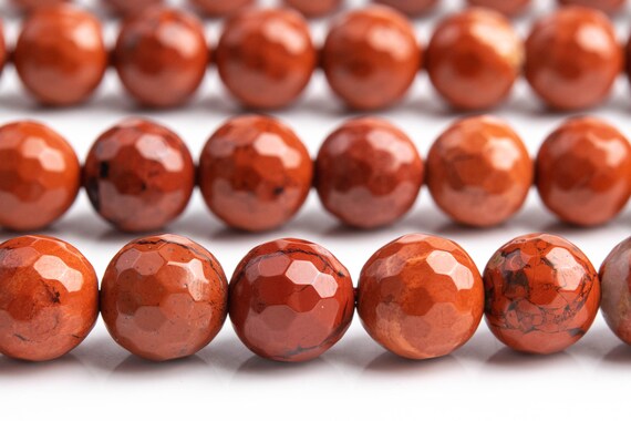 Genuine Natural Jasper Gemstone Beads 8mm Red Micro Faceted Round Aaa Quality Loose Beads (100879)