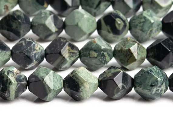Genuine Natural Kambaba Jasper Gemstone Beads 9-10mm Green Star Cut Faceted Aaa Quality Loose Beads (106210)