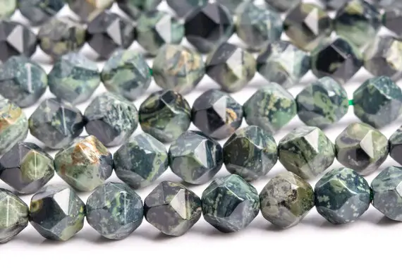 Genuine Natural Kambaba Jasper Gemstone Beads 7-8mm Green Star Cut Faceted Aaa Quality Loose Beads (106209)