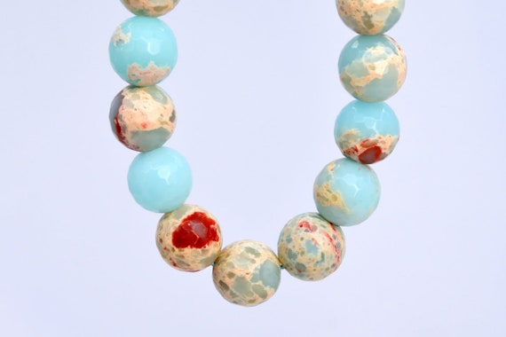 Imperial Jasper Beads 9-10mm Icy Blue Micro Faceted Round Loose Beads (107031)