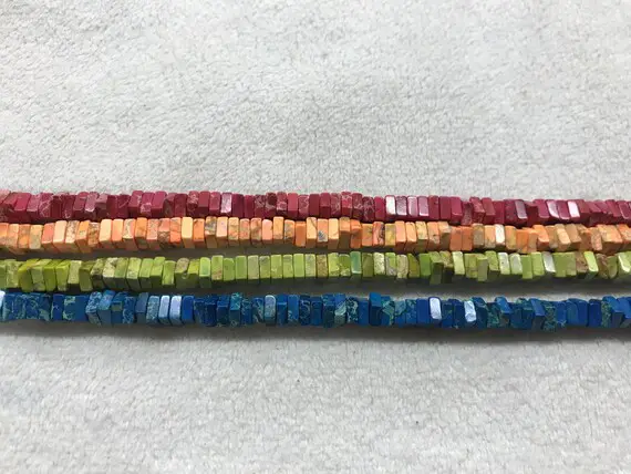 Imperial Jasper 4.5-5mm Square Heishi Sea Sediment Jasper Colour Dyed Loose Cube Beads 15inch Jewelry Bracelet Necklace Material Supply