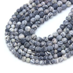 Shop Jasper Bead Shapes! Matte Black Picasso Jasper 6mm 8mm 10mm, Matte Black Gray Web Jasper, Natural Black Line Gray Gemstone Beads, Frost Black Gray Mala Beads | Natural genuine other-shape Jasper beads for beading and jewelry making.  #jewelry #beads #beadedjewelry #diyjewelry #jewelrymaking #beadstore #beading #affiliate #ad