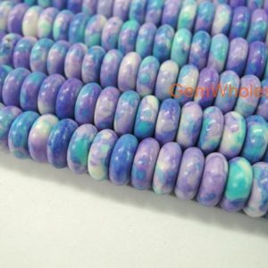 Shop Jasper Rondelle Beads! 15.5" Dyed 3x8mm roundel lavender blue rain flower stone beads, lavender blue color rain flower jasper beads,lavender blue DIY stone stone | Natural genuine rondelle Jasper beads for beading and jewelry making.  #jewelry #beads #beadedjewelry #diyjewelry #jewelrymaking #beadstore #beading #affiliate #ad