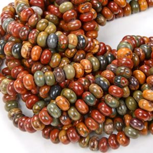 Shop Jasper Rondelle Beads! 4x2mm Picasso Jasper Gemstone Grade AAA Rondelle 4x2mm Loose Beads 15.5 inch Full Strand (90188792-80) | Natural genuine rondelle Jasper beads for beading and jewelry making.  #jewelry #beads #beadedjewelry #diyjewelry #jewelrymaking #beadstore #beading #affiliate #ad