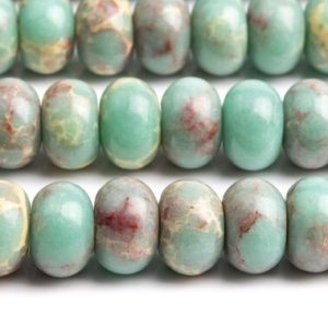 Shop Jasper Rondelle Beads! Sea Sediment Imperial Jasper Gemstone Beads 11x7MM Faint Blue Rondelle AAA Quality Loose Beads (101901) | Natural genuine rondelle Jasper beads for beading and jewelry making.  #jewelry #beads #beadedjewelry #diyjewelry #jewelrymaking #beadstore #beading #affiliate #ad