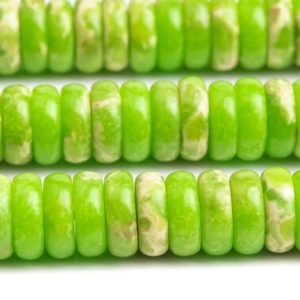 Shop Jasper Rondelle Beads! Sea Sediment Imperial Jasper Gemstone Beads 8x3MM Apple Green Rondelle AAA Quality Loose Beads (101890) | Natural genuine rondelle Jasper beads for beading and jewelry making.  #jewelry #beads #beadedjewelry #diyjewelry #jewelrymaking #beadstore #beading #affiliate #ad