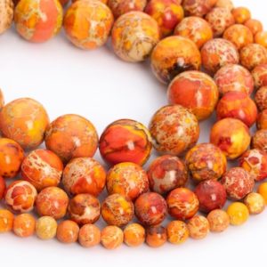 Red Orange Sea Sediment Imperial Jasper Loose Beads Round Shape 6mm 8mm 10mm 12mm | Natural genuine beads Gemstone beads for beading and jewelry making.  #jewelry #beads #beadedjewelry #diyjewelry #jewelrymaking #beadstore #beading #affiliate #ad