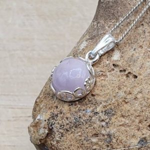 Tiny Pink Kunzite pendant necklace. Reiki jewelry uk. 8mm stone. 925 sterling silver necklaces for women. Small Minimalist Jewellery | Natural genuine Kunzite pendants. Buy crystal jewelry, handmade handcrafted artisan jewelry for women.  Unique handmade gift ideas. #jewelry #beadedpendants #beadedjewelry #gift #shopping #handmadejewelry #fashion #style #product #pendants #affiliate #ad