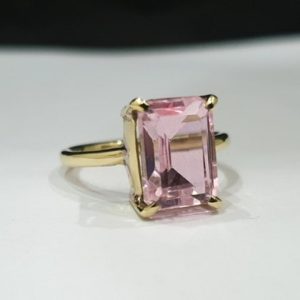 Kunzite Ring, 925 Solid Sterling Silver Ring, Beautiful Cushion Cut Pink Kunzite Quartz Gemstone, Rose Gold, 22K Yellow Gold Fill Ring | Natural genuine Kunzite rings, simple unique handcrafted gemstone rings. #rings #jewelry #shopping #gift #handmade #fashion #style #affiliate #ad