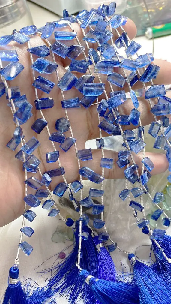 8 Inch Strand, Natural Blue Kyanite Faceted Fancy Shape ,size. 8x5 To 10x6mm
