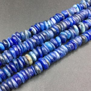 Shop Kyanite Rondelle Beads! Kyanite Rondelle Beads Disc Beads Natural Blue Kyanite Beads Chip Nugget Beads Saucer Beads Center Dilled Rounded Blue Gemstone 16" Strand | Natural genuine rondelle Kyanite beads for beading and jewelry making.  #jewelry #beads #beadedjewelry #diyjewelry #jewelrymaking #beadstore #beading #affiliate #ad