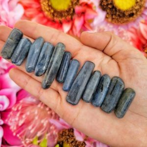 One Kyanite Tumble – Throat Chakra – No. 320 | Natural genuine stones & crystals in various shapes & sizes. Buy raw cut, tumbled, or polished gemstones for making jewelry or crystal healing energy vibration raising reiki stones. #crystals #gemstones #crystalhealing #crystalsandgemstones #energyhealing #affiliate #ad