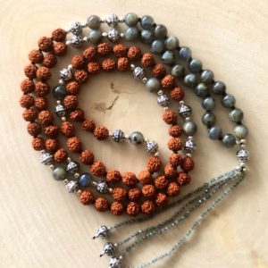 Rudraksha mala beads necklace,labradorite necklace for women japa mala prayer beads,knotted mala necklace women boho necklace for girlfriend | Natural genuine Gemstone necklaces. Buy crystal jewelry, handmade handcrafted artisan jewelry for women.  Unique handmade gift ideas. #jewelry #beadednecklaces #beadedjewelry #gift #shopping #handmadejewelry #fashion #style #product #necklaces #affiliate #ad