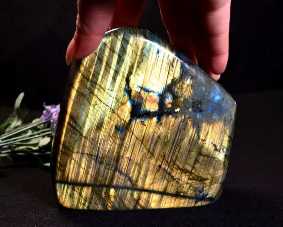 Gold Labradorite,blue Labradorite,the Edges Are A Little Broken (fourth Photo),christmas Gifts, Specimens, Ornaments 1962g