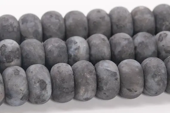 10x6mm Matte Black Labradorite Larvikite Beads Grade A Genuine Natural Gemstone Rondelle Loose Beads 15" / 7.5" Bulk Lot Options (110543)