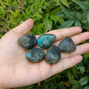 Shop Tumbled Labradorite Crystals & Pocket Stones! Labradorite Tumbled Stones 20-40mm (1 inch to 1.5 inches) | Natural genuine stones & crystals in various shapes & sizes. Buy raw cut, tumbled, or polished gemstones for making jewelry or crystal healing energy vibration raising reiki stones. #crystals #gemstones #crystalhealing #crystalsandgemstones #energyhealing #affiliate #ad