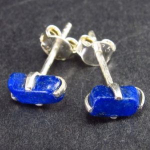 Shop Lapis Lazuli Earrings! Cute Small Indigo Blue Genuine Lapis Lazuli  Sterling Silver Studs Earrings – 0.6" | Natural genuine Lapis Lazuli earrings. Buy crystal jewelry, handmade handcrafted artisan jewelry for women.  Unique handmade gift ideas. #jewelry #beadedearrings #beadedjewelry #gift #shopping #handmadejewelry #fashion #style #product #earrings #affiliate #ad