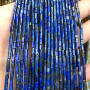 Shop Lapis Lazuli Bead Shapes! 2x4mm Lapis Lazuli Tube Beads, Natural Gemstone Beads, Spacer Stone Beads For Jewelry Making 15'' | Natural genuine other-shape Lapis Lazuli beads for beading and jewelry making.  #jewelry #beads #beadedjewelry #diyjewelry #jewelrymaking #beadstore #beading #affiliate #ad