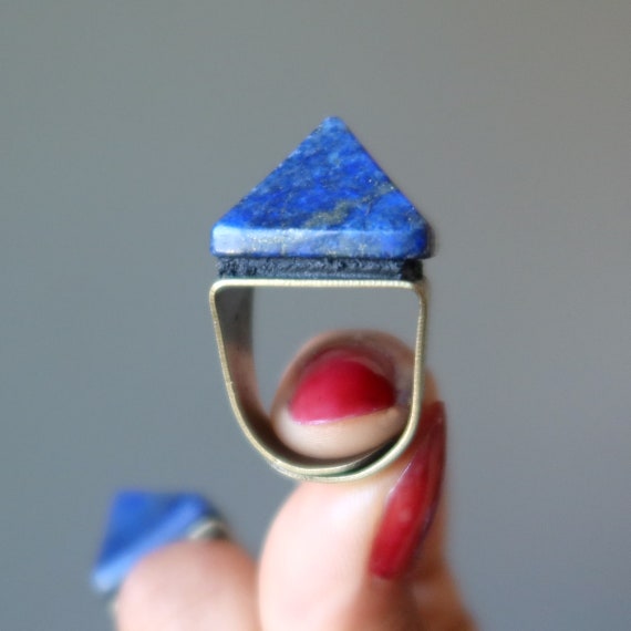 Lapis Ring Hand Of The Pharaoh Big Blue Pyramid Power Crystal