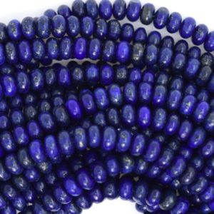 Shop Rondelle Gemstone Beads! 6mm blue lapis lazuli rondelle button beads 15" strand 4x6mm | Natural genuine rondelle Gemstone beads for beading and jewelry making.  #jewelry #beads #beadedjewelry #diyjewelry #jewelrymaking #beadstore #beading #affiliate #ad