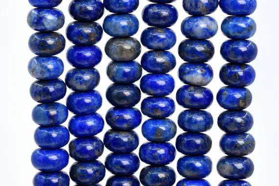 Genuine Natural Lapis Lazuli Gemstone Beads 6x4mm Blue Rondelle A Quality Loose Beads (107405)