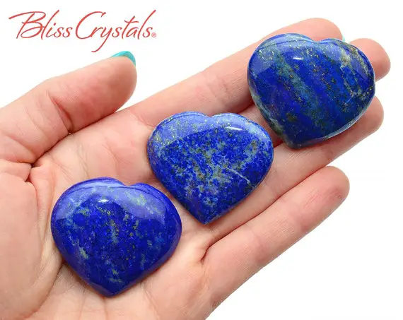 1 Lapis Lazuli Medium Heart W Pyrite + Bag #lh38