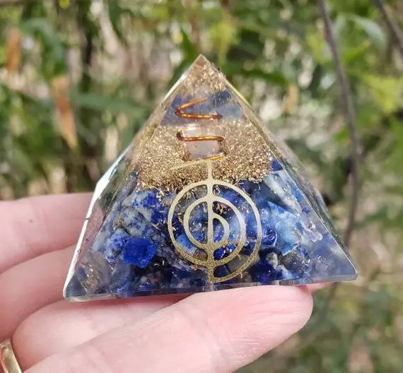 Lapis Lazuli  Orgone Orgonite Pyramid - Emf Protection - Altar Table Crystal - Motivation Crystal - Energy Balancing - Gift For Her Or Him