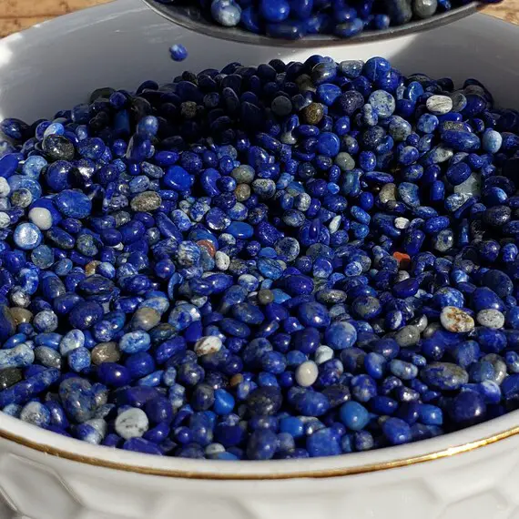 Lapis Lazuli Tumbled Chips: Grade Aaa Undrilled Dark Blue Afghan Genuine Semi Precious Gemstones Small Round Nuggets 1-3 Mm Stones Inlay