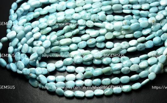 8 Inch Strand, Natural Larimar Faceted Nuggets Shape, Size 8-10mm
