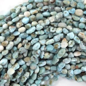 Shop Larimar Beads! 6mm – 8mm natural blue larimar pebble nugget beads 15.5" strand S1 | Natural genuine beads Larimar beads for beading and jewelry making.  #jewelry #beads #beadedjewelry #diyjewelry #jewelrymaking #beadstore #beading #affiliate #ad