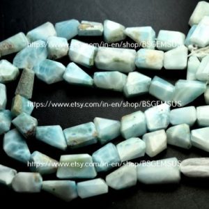 Shop Larimar Chip & Nugget Beads! 8 Inch Strand,Natural Larimar Faceted Nuggets Shape,Size 12-15mm | Natural genuine chip Larimar beads for beading and jewelry making.  #jewelry #beads #beadedjewelry #diyjewelry #jewelrymaking #beadstore #beading #affiliate #ad