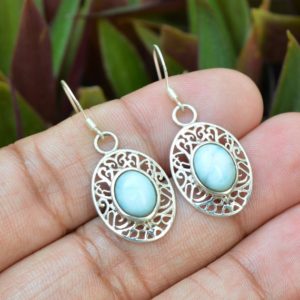 Shop Larimar Earrings! Natural Gems Jewelry, 925 Sterling Silver Earrings, Larimar Earrings, Larimar 6×8 mm Gemstone Earrings , Dangle Earring, Bridesmaid Earring | Natural genuine Larimar earrings. Buy crystal jewelry, handmade handcrafted artisan jewelry for women.  Unique handmade gift ideas. #jewelry #beadedearrings #beadedjewelry #gift #shopping #handmadejewelry #fashion #style #product #earrings #affiliate #ad