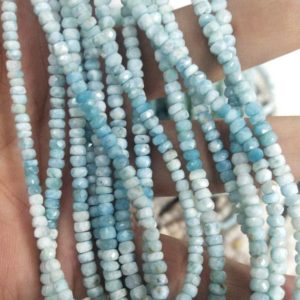 Shop Larimar Faceted Beads! 16 Inch Strand,Superb-Finest Quality,Natural Larimar Faceted Rondelles Shape Beads,Size 4-4.5mm | Natural genuine faceted Larimar beads for beading and jewelry making.  #jewelry #beads #beadedjewelry #diyjewelry #jewelrymaking #beadstore #beading #affiliate #ad