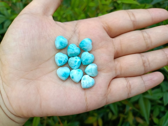 Mini Larimar Hearts From Dominican Republic