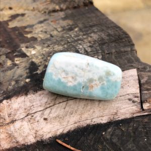 Shop Tumbled Larimar Crystals & Pocket Stones! Larimar Tumbled Stone From the Dominican Republic 16g | Natural genuine stones & crystals in various shapes & sizes. Buy raw cut, tumbled, or polished gemstones for making jewelry or crystal healing energy vibration raising reiki stones. #crystals #gemstones #crystalhealing #crystalsandgemstones #energyhealing #affiliate #ad