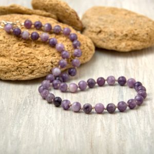 Shop Lepidolite Necklaces! Handmade Beaded Necklace – Lepidolite necklace Beaded necklace Gemstone necklace Lepidolite jewelry Natural stone necklace Purple necklace | Natural genuine Lepidolite necklaces. Buy crystal jewelry, handmade handcrafted artisan jewelry for women.  Unique handmade gift ideas. #jewelry #beadednecklaces #beadedjewelry #gift #shopping #handmadejewelry #fashion #style #product #necklaces #affiliate #ad
