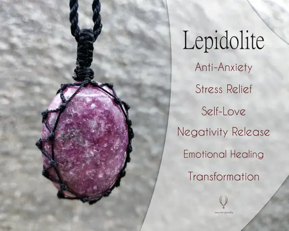 Lepidolite Necklace, Love & Emotional Healing Crystal Pendant, Bohemian Jewelry, Anti Anxiety Necklace, Stress Relief Birthday Gift For Her
