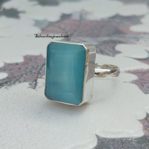 Shop Blue Calcite Rings! Lite Blue Calcite Ring, 925 Sterling Silver,Poison Ring, Flashy Ring, Handmade Ring, Band Ring,All Occasion Gift, Birthstone Ring,Jewellery. | Natural genuine Blue Calcite rings, simple unique handcrafted gemstone rings. #rings #jewelry #shopping #gift #handmade #fashion #style #affiliate #ad