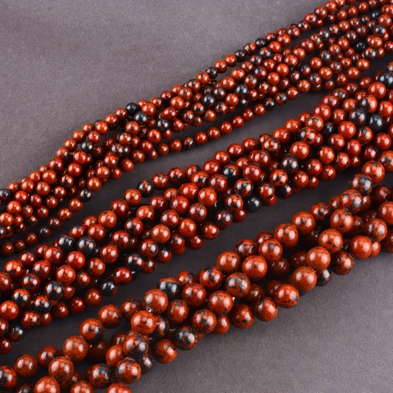 Lots Beads Wholesale Supply Natural Mahogany Obsidian Semi Precious Beads 4mm 6mm 8mm 10mm 12mm For Jewelry Diy Making