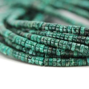 Shop Malachite Rondelle Beads! Green Sea Sediment Heishi Gemstone, 4mm Heishi Disc Rondelle Natural Bead / NSH-33 | Natural genuine rondelle Malachite beads for beading and jewelry making.  #jewelry #beads #beadedjewelry #diyjewelry #jewelrymaking #beadstore #beading #affiliate #ad