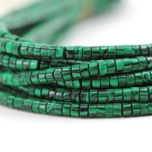Shop Malachite Rondelle Beads! Malachite Heishi Gemstones, 4mm Heishi Disc Rondelle Natural Bead / NSH-02 | Natural genuine rondelle Malachite beads for beading and jewelry making.  #jewelry #beads #beadedjewelry #diyjewelry #jewelrymaking #beadstore #beading #affiliate #ad