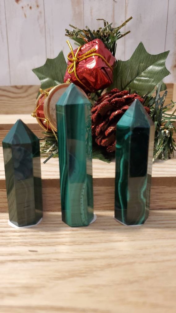 Malachite Point Tower. Great For Home, Office, Gift, Meditation, Intention.