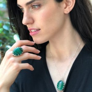 Shop Malachite Rings! Large Malachite Ring, Vintage Ring, Statement Ring, Heavy Ring, Natural Malachite, Tall Ring, Chunky Ring, Green Ring, Solid Silver Ring | Natural genuine Malachite rings, simple unique handcrafted gemstone rings. #rings #jewelry #shopping #gift #handmade #fashion #style #affiliate #ad