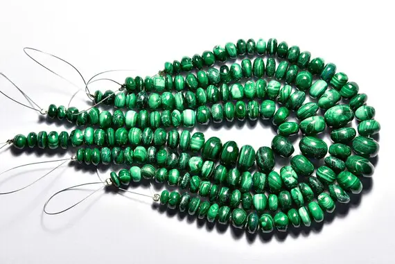 Malachite  Rondelle Beads - 7.5 Inches - Natural Malachite Smooth Rondelles,wholesale Price,size Is 6-9mm #043